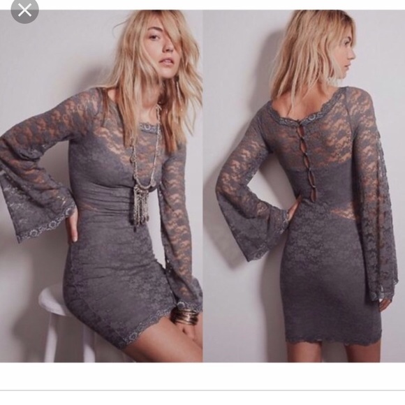 Free People Dresses & Skirts - Free People sage lovely lace cut out dress size M